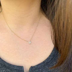 diamond studded four leaf clover lucky necklace