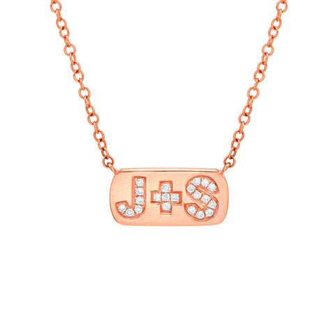 Personalized Diamond Initial Plaque Necklace