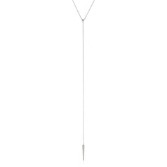 y shape lariat necklace with bezel diamond and dagger tip