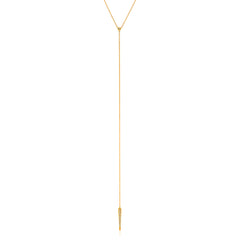 y shape lariat necklace with bezel diamond and dagger tip
