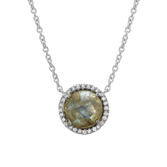 7.0mm diameter rose cut colored stone with gold and diamond halo