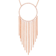 large open circle with pave diamonds and fringe of gold chains