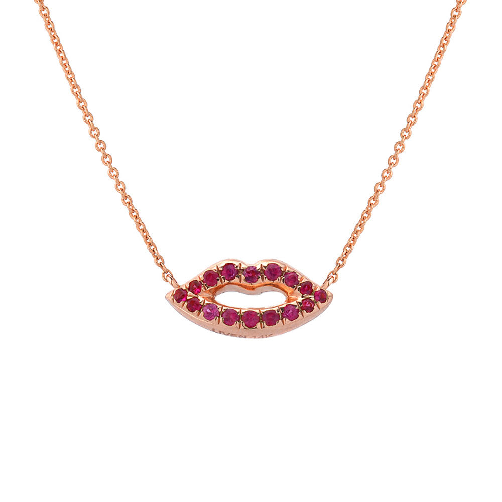 red ruby lips necklace