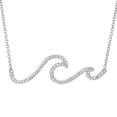 ocean wave surf necklace in 14k gold with diamonds