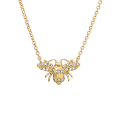 14k gold and diamond bee necklace