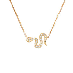 petite diamond and gold snake necklace