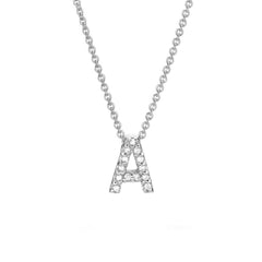 blocky initial uppercase pendant on chain