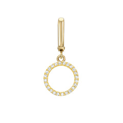open circle clip charm in solid 14k gold with diamonds