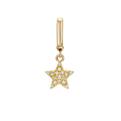 14k solid gold and diamond star clip charm