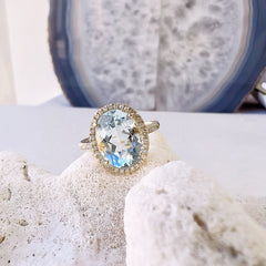 unique one of a kind aquamarine and diamond ring