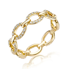 classic chain link eternity diamond band in yellow  gold
