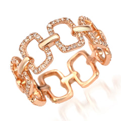 oblong-shaped stylized chain link ring with diamond encrusted chain links