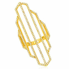 Skyscraper ring with diamonds in yellow gold