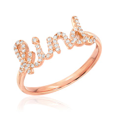 kind script handwriting ring