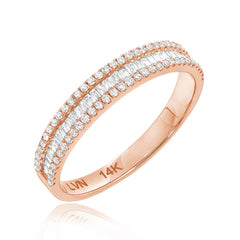 Heirloom baguette and round diamond halfway band