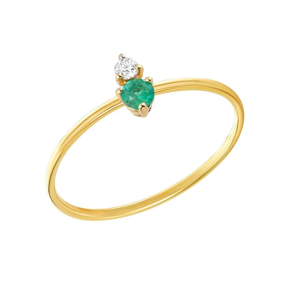 souli colored stone and diamond prong set stackable hand pulled wire ring