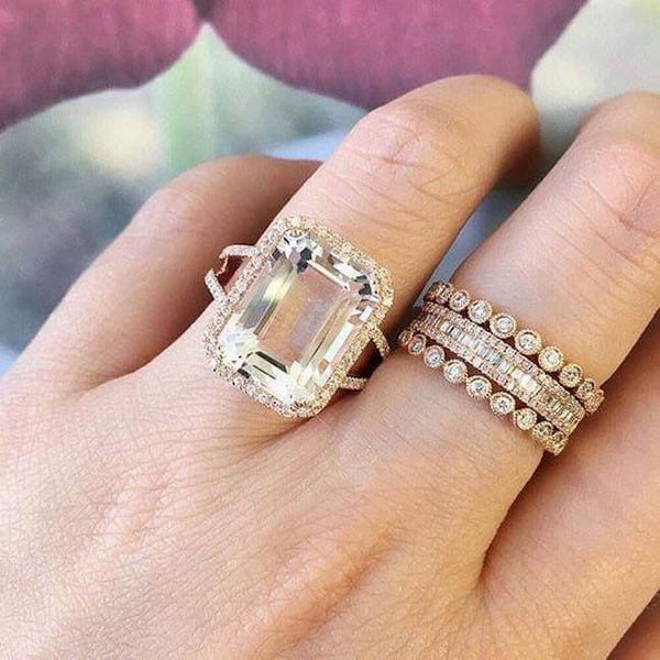 Vintage Style Wedding Engagement Ring - Alloy With White Topaz Crystal, Sizes 6-13 For Women & Men