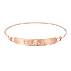 love plaque bangle in rose gold with diamonds