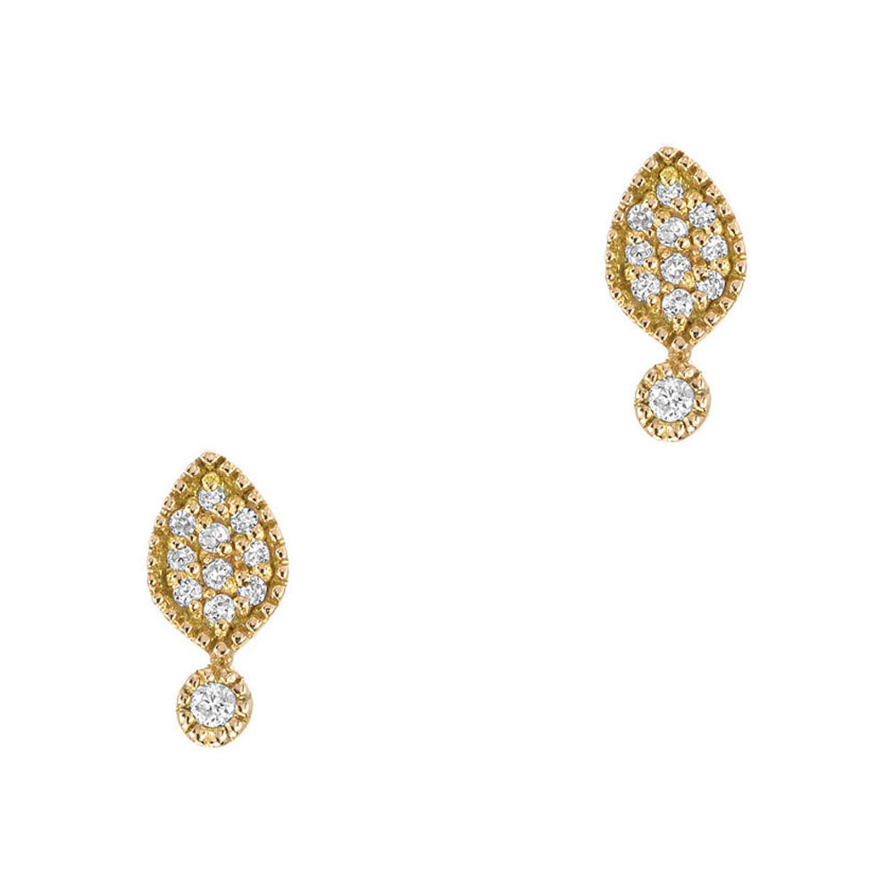 small spade earrings in 14k gold and diamonds