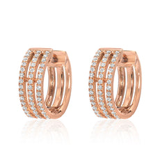 Triple Row Diamond Huggie Earrings