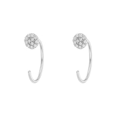 petite three quarter hoop disc earrings in white gold