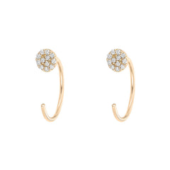petite three quarter hoop disc earrings in yellow gold