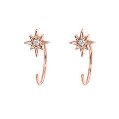 petite three quarter hoop starburst earrings in rose gold