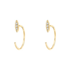 petite three quarter hoop willow earrings in yellow gold