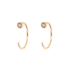 petite three quarter hoop bezel earrings in rose gold