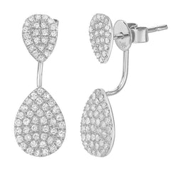 14k gold and diamond two part jacket earrings