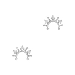 coronet semicircle studs in 14k solid gold with diamond and hand finished details