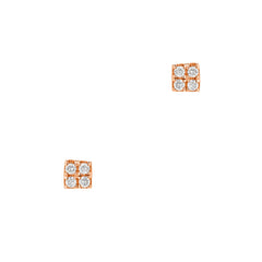 tiny square stud earrings in gold with diamonds
