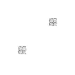 tiny square stud earrings in gold with diamonds