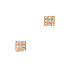 small square post earrings in rose gold