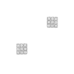 small square post earrings in white gold