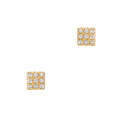 small square post earrings in yellow gold