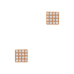 square studs in solid 14k gold and diamonds