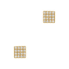 square studs in solid 14k gold and diamonds