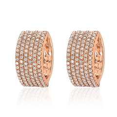Wide Diamond Huggie Earrings