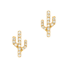 Cactus earrings in diamonds and 14k gold