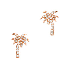 palm tree post earrings in yellow gold