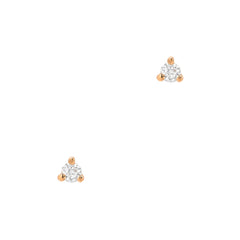 petite prong set diamond earrings in rose gold