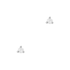 petite prong set diamond earrings in white  gold
