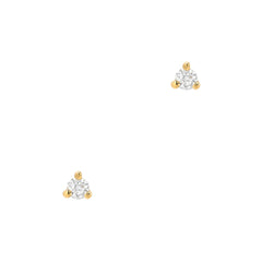 petite prong set diamond earrings in yellow gold