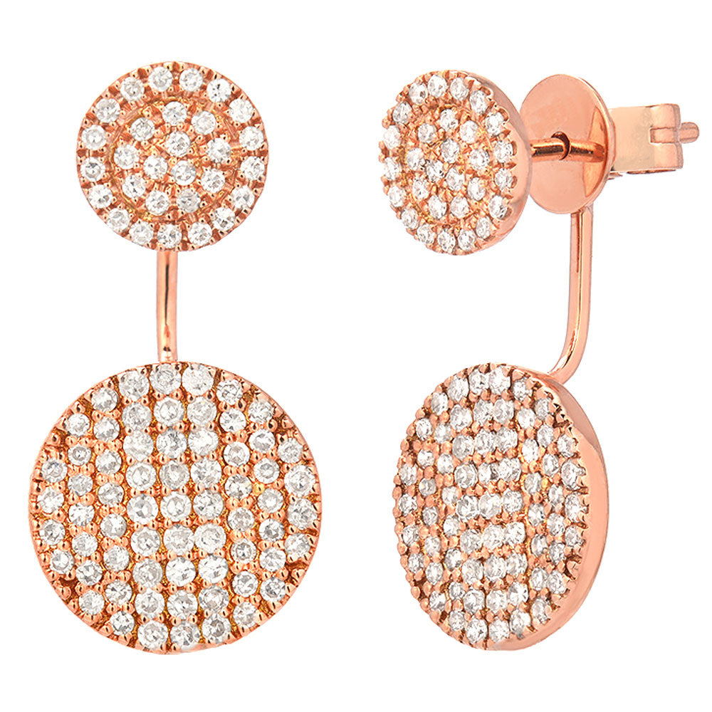 double circle jacket earrings in rose gold and diamonds