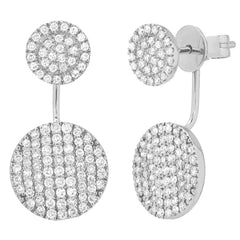 double circle jacket earrings in white gold and diamonds