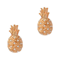 pineapples post earrings in 14k gold with diamonds