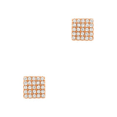 square studs with diamonds in solid 14k gold