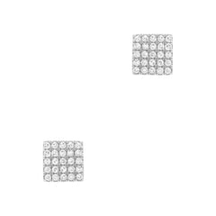 square studs with diamonds in solid 14k gold