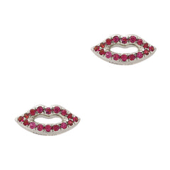 kissing lips earrings in 14k gold and rubies